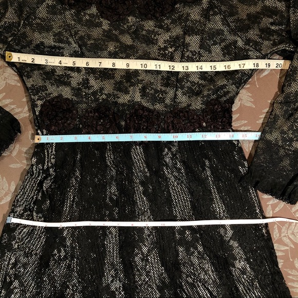 Vintage Blk Lace OOAK Handmade Formal Silver Dress - Picture 5 of 16